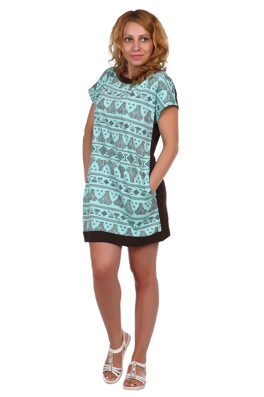 Фото товара 18485, бирюзовое короткое платье